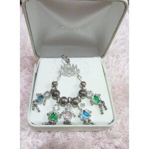 Mom Mothers Charm Necklace 5 children charms